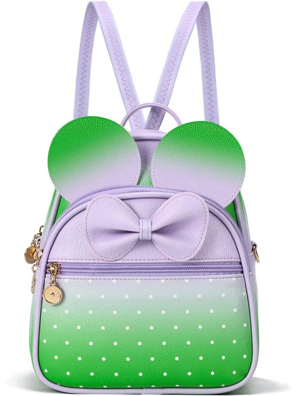 Women Girls Purple Green Mini Backpack Cute Bowknot Convertible Shoulder Bag